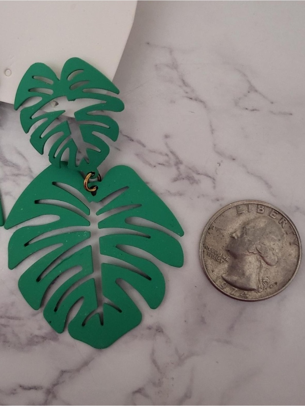 Green Monstera Leaf Dangle Earrings - Women Accessories